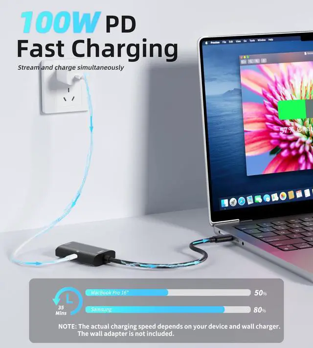 Alt view image 5 of 7 - USB-C to HDMI Adapter with 100W PD Fast Charging, 4K@60Hz Type-C to HDMI Converter, Compatible with iPhone 15/iPad/iPad Pro/iPad mini/MacBook/MacBook Pro/MacBook Air/Windows/, HDCP Not Supported