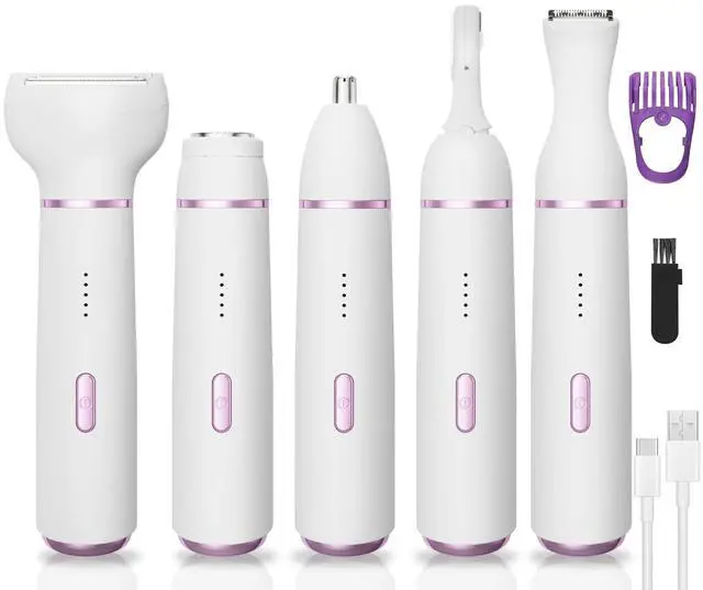 Main image of Electric Razor for Women- 5 in 1 Electric Shaver for Women, Wet & Dry Bikini Trimmer and Facial Hair Remover,Eyebrow Razors Nose Hair Trimmer Rechargeable Hair Removal Kit for Full-Body Hair 831