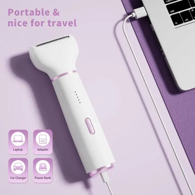 Alt view image 4 of 7 - Electric Razor for Women- 5 in 1 Electric Shaver for Women, Wet & Dry Bikini Trimmer and Facial Hair Remover,Eyebrow Razors Nose Hair Trimmer Rechargeable Hair Removal Kit for Full-Body Hair 831