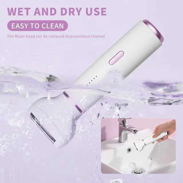Alt view image 6 of 7 - Electric Razor for Women- 5 in 1 Electric Shaver for Women, Wet & Dry Bikini Trimmer and Facial Hair Remover,Eyebrow Razors Nose Hair Trimmer Rechargeable Hair Removal Kit for Full-Body Hair 831