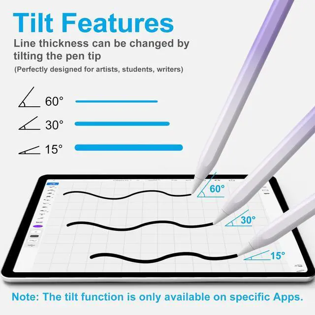 Alt view image 4 of 7 - Stylus Pen for iPad (2026-2018), Fast Charge Pencil for iPad A16 11th/10/9/8/7/6 Gen, Air M4/M3/M2/11/13"/5/4/3rd, Pro M4 M5 11"/13"/12.9", Mini A17 Pro 7/6/5th, Palm Rejection Tilt Sensitivity