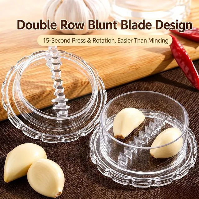 Alt view image 2 of 7 - 2PCS Clear Manual Garlic Twister, Garlic Crusher, Ginger & Nuts Mincer Tool