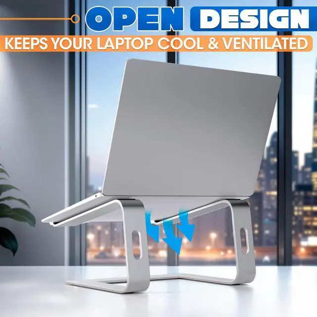 Alt view image 7 of 7 - Aluminum Laptop Stand for Desk with Anti-Slip Bottom - Ergonomic Computer Stand for Laptop on Desk, Compatible for 10-15.6 Notebook Holder - Sturdy Computer Stands with Heat Conductivity Design