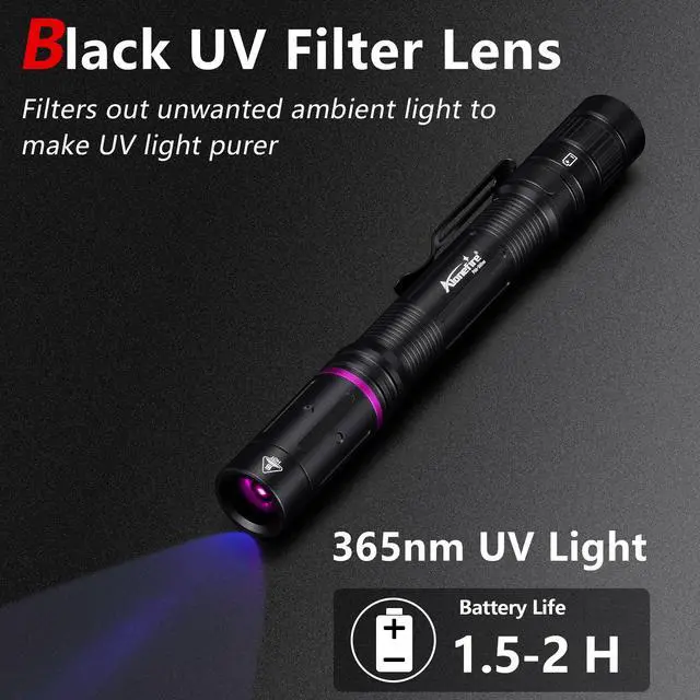 Alt view image 2 of 7 - P66 Mini 3W UV Flashlight 365nm Portable Ultraviolet Small EDC Black Light for Pet Urine Detector, Minerals, Scorpions, Finding Stains, Money Checker with 2PCS AAA Battery Easy to Replace
