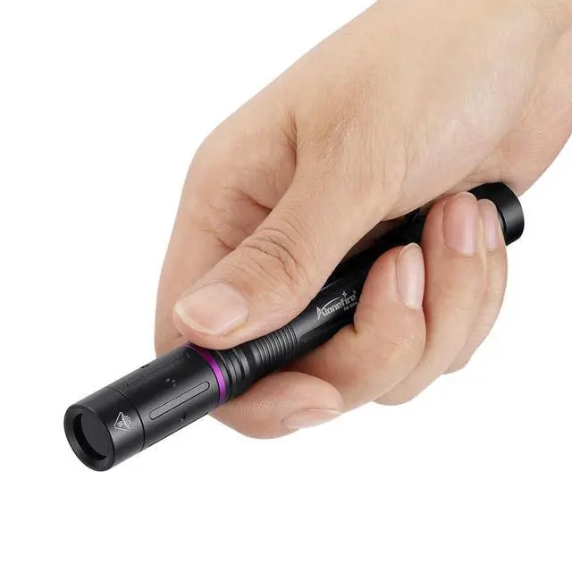 Alt view image 6 of 7 - P66 Mini 3W UV Flashlight 365nm Portable Ultraviolet Small EDC Black Light for Pet Urine Detector, Minerals, Scorpions, Finding Stains, Money Checker with 2PCS AAA Battery Easy to Replace