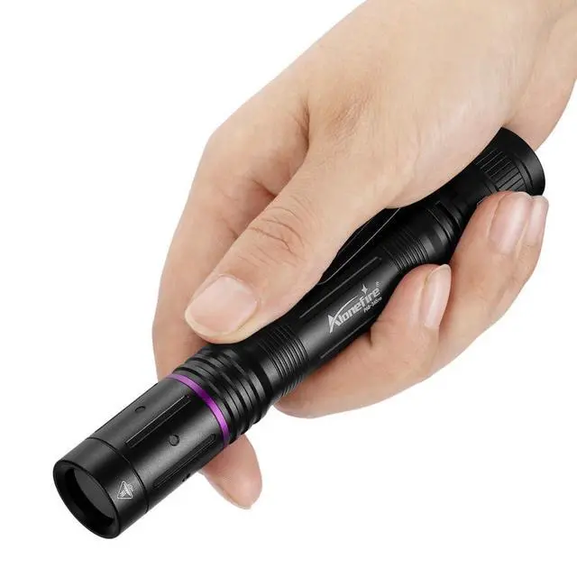 Alt view image 6 of 7 - P68 Mini 3W UV Flashlight 365nm Portable EDC Black Light Pet Urine Detector with 2 AA Batterie
