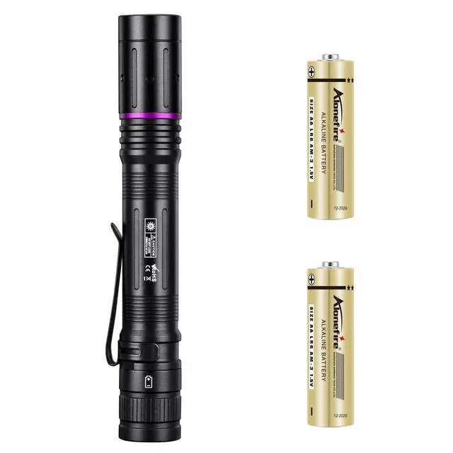 Alt view image 7 of 7 - P68 Mini 3W UV Flashlight 365nm Portable EDC Black Light Pet Urine Detector with 2 AA Batterie