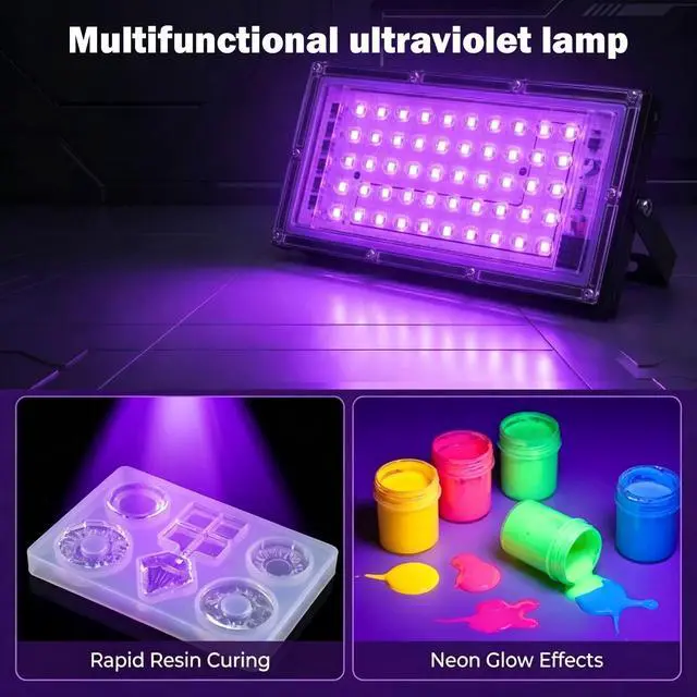 Alt view image 4 of 7 - UV Light for Resin, Portable UV Black Light, 50W Fast 3D Printer Curing UV Lamp, Jewelry Making Supplies for Resin UV, DIY Craft, Glow Party, Fluorescent Poster, Halloween, Body Paint