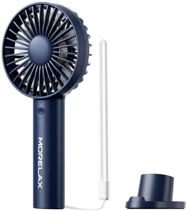 Main image of Handheld Fan, USB Rechargeable Mini Portable Fan with Base, 10H Battery, Strong Wind, Small & Powerful, Cute Design for Travel, Makeup, Girls Women Summer Gift (Dark Blue)
