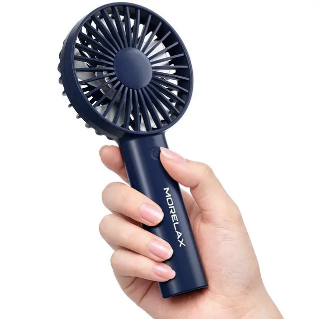 Alt view image 2 of 7 - Handheld Fan, USB Rechargeable Mini Portable Fan with Base, 10H Battery, Strong Wind, Small & Powerful, Cute Design for Travel, Makeup, Girls Women Summer Gift (Dark Blue)