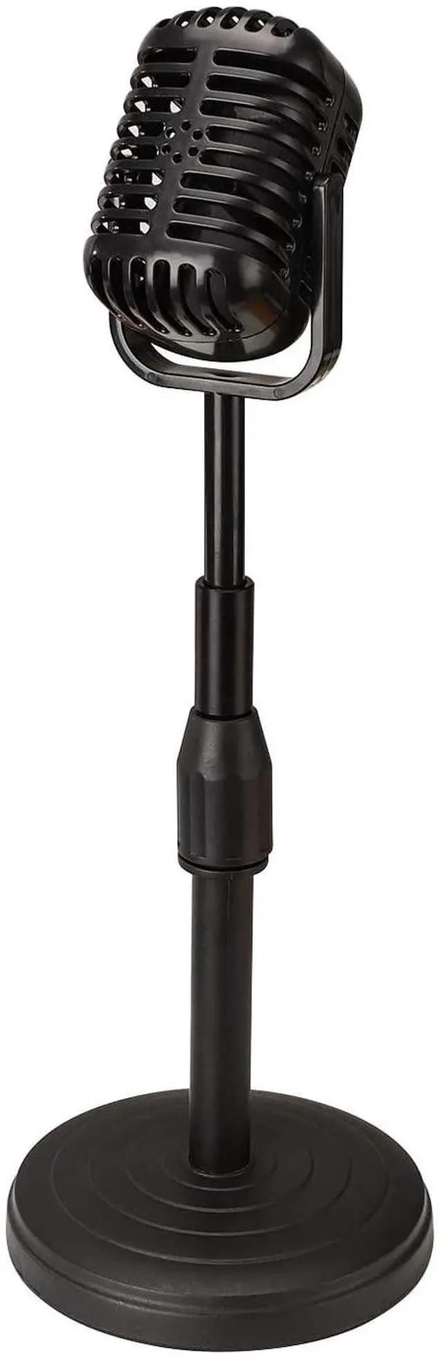 Alt view image 2 of 7 - Vintage Desktop Microphone Prop Model with Adjustable Stand, Classic Retro Style Fake Microphone Prop for Home Decro Costume Role Play & Game Night - Black