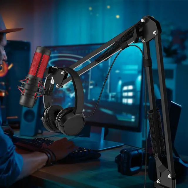 Alt view image 4 of 7 - Microphone Stand, Adjustable Microphone Desk Stand for HyperX Mic Boom Arm Stand for Broadcasting Recording, Voice-Over Sound Studio, Stages, Streaming, Singing and TV Stations