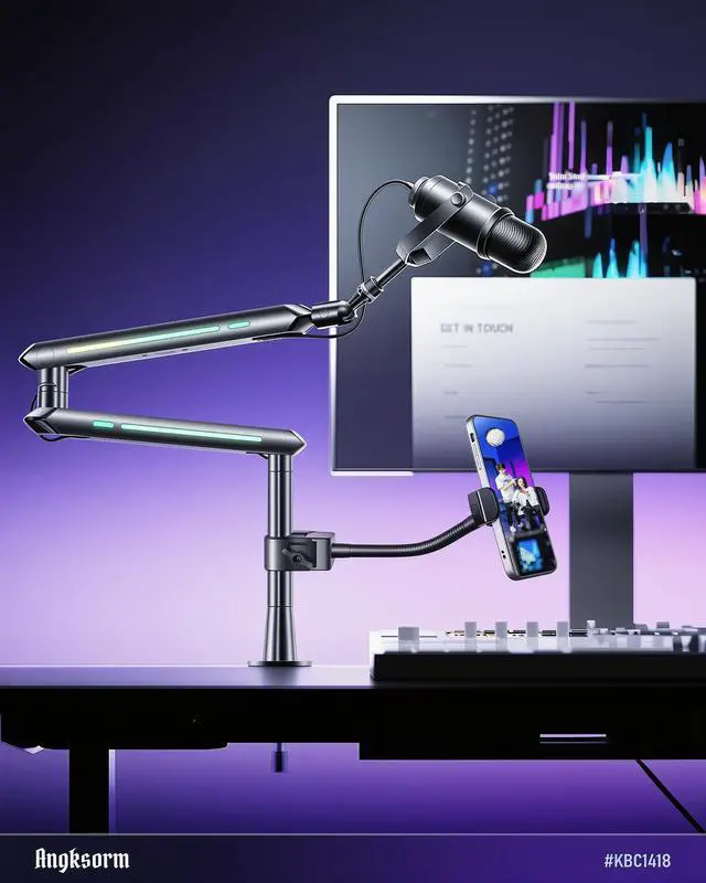 Alt view image 7 of 7 - KBC1417 Phone Holder for Mic Stand, 9-Inch Gooseneck, Super Clamp