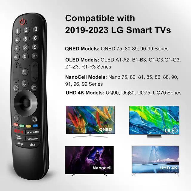 Alt view image 2 of 7 - Magic Remote for LG-TV-Remote, for Magic MR20/21/22/23/24GA with Voice and Pointer Function, Compatible for LG Remote Control 2019-2024 UHD OLED QNED NanoCell 4K 8K Smart TVs