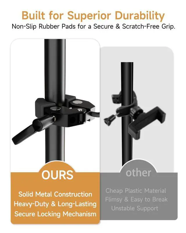 Alt view image 2 of 7 - Phone Holder for Mic Stand, 360° Adjustable Mic Stand Phone Holder with 17.1" Removable Gooseneck Arm, Compatible with 4-7" Smartphones, for Music Performance, Recording, Live Streaming