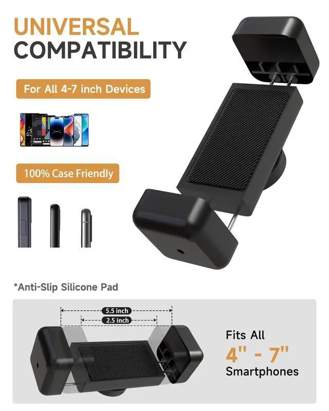 Alt view image 5 of 7 - Phone Holder for Mic Stand, 360° Adjustable Mic Stand Phone Holder with 17.1" Removable Gooseneck Arm, Compatible with 4-7" Smartphones, for Music Performance, Recording, Live Streaming