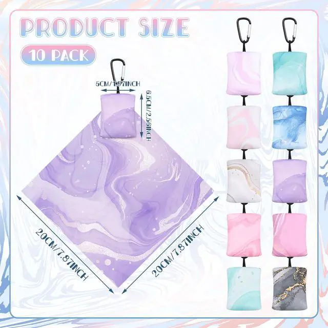 Alt view image 2 of 6 - 10 Pcs Microfiber Cleaning Cloth with Open Pouch and Hanging Ring Cute Marble Design Microfiber Cloth Soft Glasses Cleaner Cloth for Eyeglasses Camera Lens Cell Phone Screens Glasses, 6'' x 7''