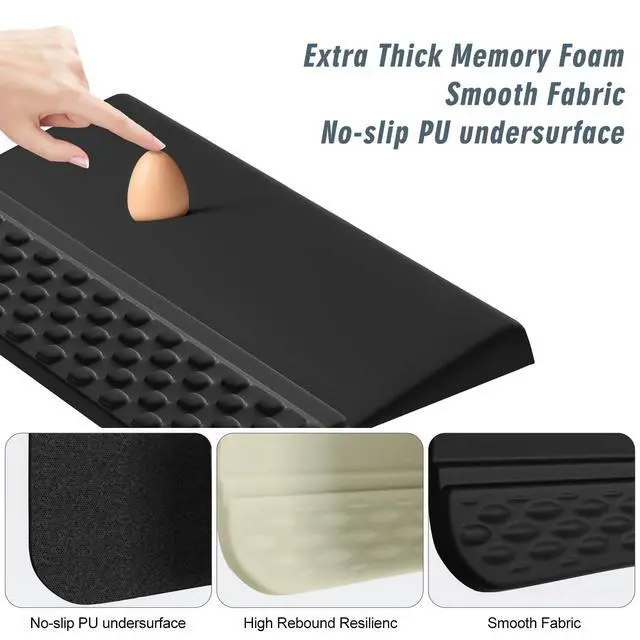 Alt view image 5 of 7 - Computer Keyboard Stand with Wrist Rest,Ergonomic Tilted Keyboard Holder,Keyboard Tray Support Relieve Pain & Fatigue(Black)