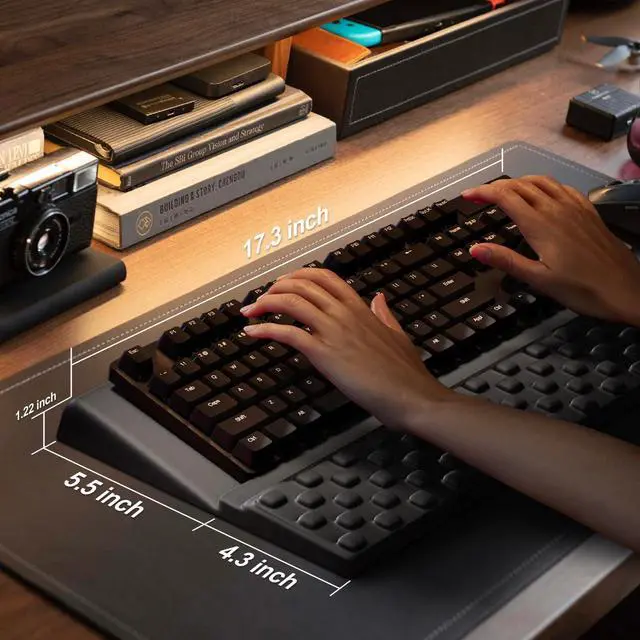 Alt view image 6 of 7 - Computer Keyboard Stand with Wrist Rest,Ergonomic Tilted Keyboard Holder,Keyboard Tray Support Relieve Pain & Fatigue(Black)