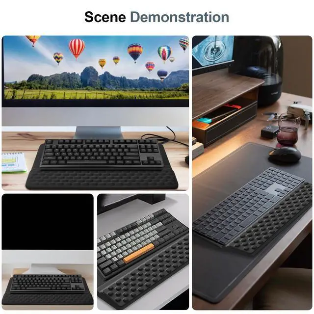 Alt view image 7 of 7 - Computer Keyboard Stand with Wrist Rest,Ergonomic Tilted Keyboard Holder,Keyboard Tray Support Relieve Pain & Fatigue(Black)