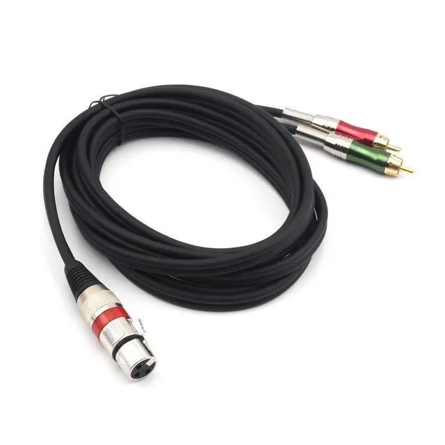 Alt view image 2 of 5 - 10FT XLR Female to 2 x Phono RCA Plug Adapter Y Splitter Patch Cable, XLR Female 3 Pin to Dual RCA Male Plug Stereo Audio Cable Connector(3M)
