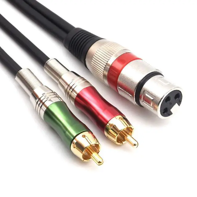 Alt view image 5 of 5 - 10FT XLR Female to 2 x Phono RCA Plug Adapter Y Splitter Patch Cable, XLR Female 3 Pin to Dual RCA Male Plug Stereo Audio Cable Connector(3M)