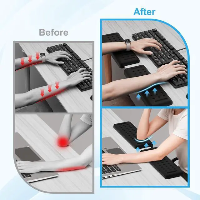Alt view image 3 of 7 - L-Shaped Desk Elbow Pads for Desk, Black Memory Foam Arm Rest