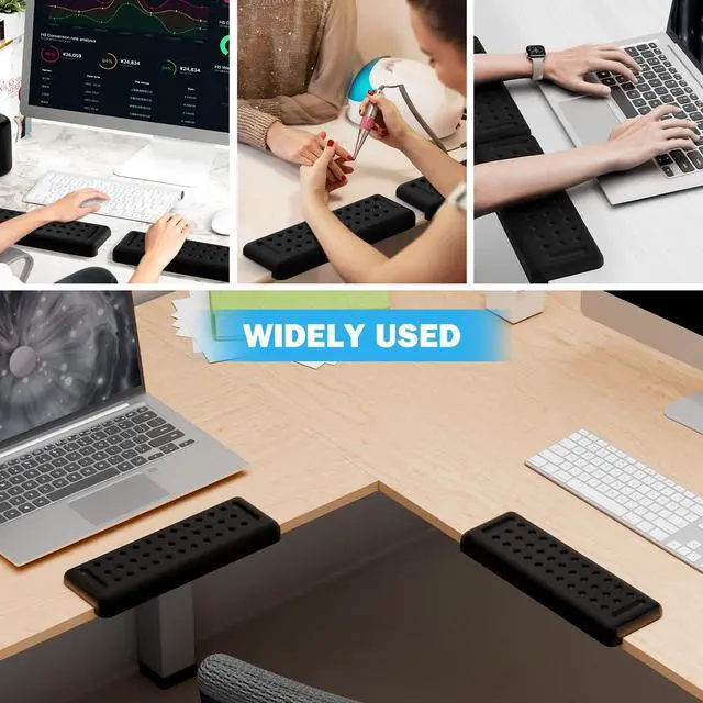 Alt view image 7 of 7 - L-Shaped Desk Elbow Pads for Desk, Black Memory Foam Arm Rest