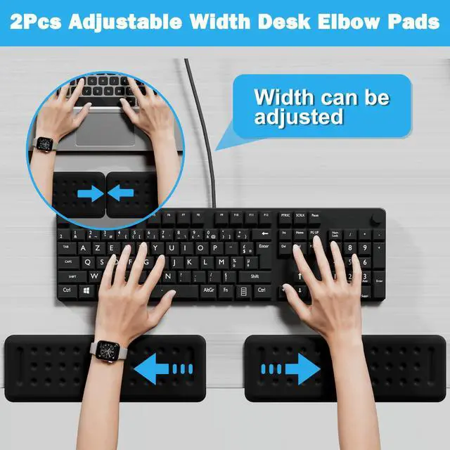 Alt view image 5 of 7 - L-Shaped Desk Elbow Pads for Desk, Black Memory Foam Arm Rest