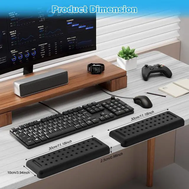 Alt view image 6 of 7 - L-Shaped Desk Elbow Pads for Desk, Black Memory Foam Arm Rest