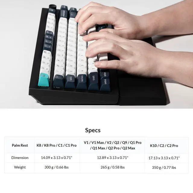Alt view image 4 of 7 - Ergonomic Silicone Wrist Rest for Keychron K8 / K8 Pro / K8 Max / K8 HE/ C1 / C1 Pro / L4, 14.09" Honeycomb Non-Slip Palm Rest, 80% TKL Mechanical Keyboards Support with Typing Pain Relief