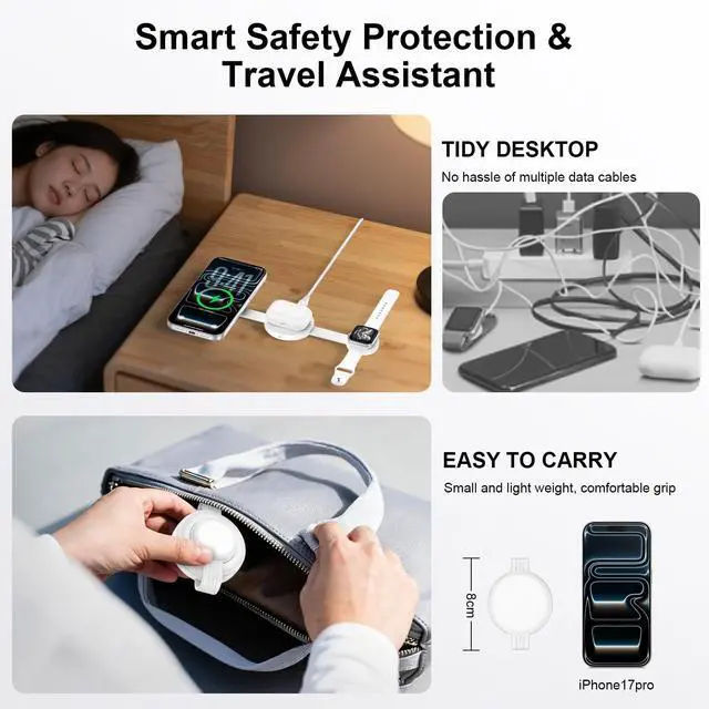 Alt view image 2 of 7 - Wireless Charger 3 in 1 for iPhone Magnetic Wireless Charging Pad for Apple