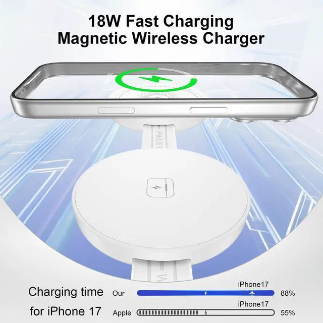 Alt view image 4 of 7 - Wireless Charger 3 in 1 for iPhone Magnetic Wireless Charging Pad for Apple