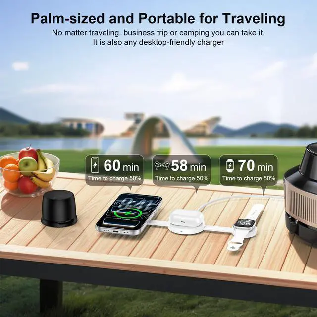 Alt view image 6 of 7 - Wireless Charger 3 in 1 for iPhone Magnetic Wireless Charging Pad for Apple