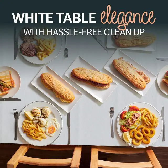 Alt view image 5 of 7 - Paper Tablecloths for Rectangle Tables | 54 X 108 4 Pack | White Paper Disposable Tablecloth | 3-Ply Premium Paper & Plastic Table Cloths for Parties Disposable