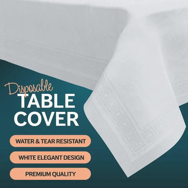 Alt view image 3 of 7 - Paper Tablecloths for Rectangle Tables | 54 X 108 4 Pack | White Paper Disposable Tablecloth | 3-Ply Premium Paper & Plastic Table Cloths for Parties Disposable