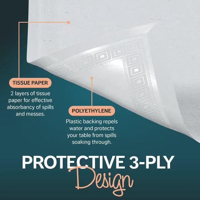 Alt view image 4 of 7 - Paper Tablecloths for Rectangle Tables | 54 X 108 4 Pack | White Paper Disposable Tablecloth | 3-Ply Premium Paper & Plastic Table Cloths for Parties Disposable