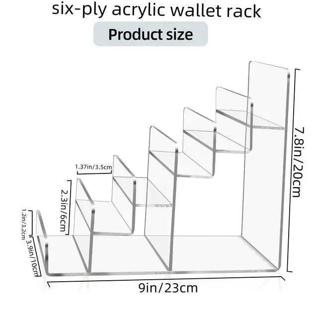 Alt view image 3 of 7 - Acrylic Wallet Display Stand Purse Handbag Organizer, Clear Jewelry Riser Display Stand Purse Display Rack, Acrylic Display Shelf for Cosmetic Perfume Jewelry Sunglasses Handbag (6 Tier)