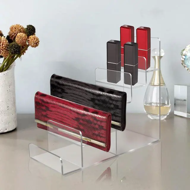 Alt view image 6 of 7 - Acrylic Wallet Display Stand Purse Handbag Organizer, Clear Jewelry Riser Display Stand Purse Display Rack, Acrylic Display Shelf for Cosmetic Perfume Jewelry Sunglasses Handbag (6 Tier)