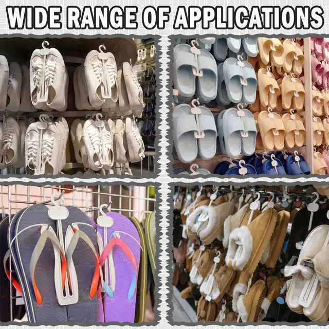 Alt view image 6 of 6 - 50 Pack Sandal Hangers, 7 Inch Plastic Flip Flop Organizer Hooks, Space Saving Shoe Hanging Rack for Closet Storage, Portable Shoe Drying Hooks for Home, Hotel, Retail Shop Display(White)