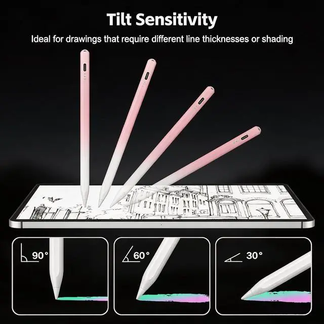 Alt view image 5 of 7 - Stylus Pen for iPad 2026-2018 with 13mins Fast Charge,Tilt Sensitivity Palm Rejection Pencil for 11th (A16)/10/9/8/7/6 Gen, iPad Pro 11"/12.9"/M4/M5, iPad Air 3/4/5/M2/M3/M4 (Gradient Pink)