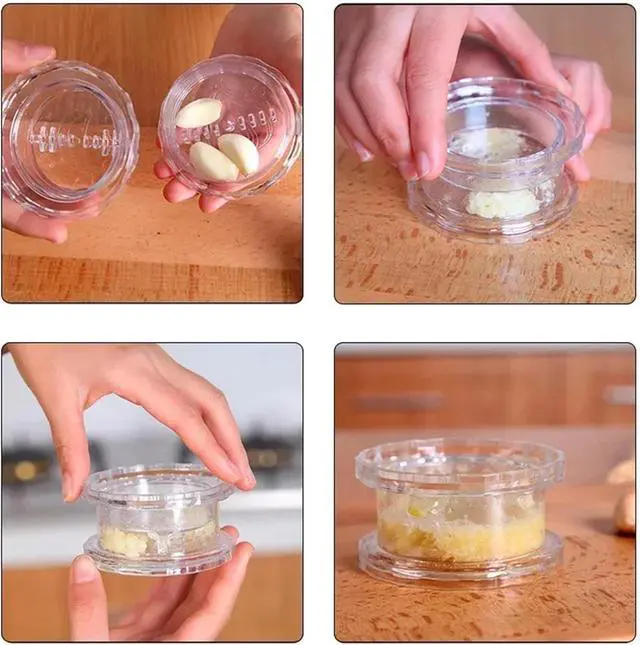 Alt view image 7 of 7 - 4 Pcs Garlic Presses Clear Plastic Garlic Grinder and Mincer Tool Dishwasher Safe & Easy for Kitchen