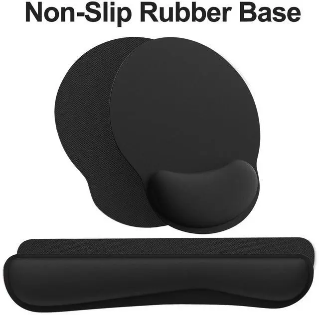 Alt view image 4 of 7 - Ergonomic Mouse Pad with Wrist Rest and Keyboard Wrist Rest, Mousepad and Wrist Rest for Computer Keyboard, Pain Relief, Non-Slip Rubber Base, Mouse Pad with Wrist Support for Gaming, Office, Black