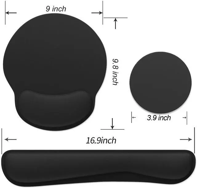 Alt view image 7 of 7 - Ergonomic Mouse Pad with Wrist Rest and Keyboard Wrist Rest, Mousepad and Wrist Rest for Computer Keyboard, Pain Relief, Non-Slip Rubber Base, Mouse Pad with Wrist Support for Gaming, Office, Black