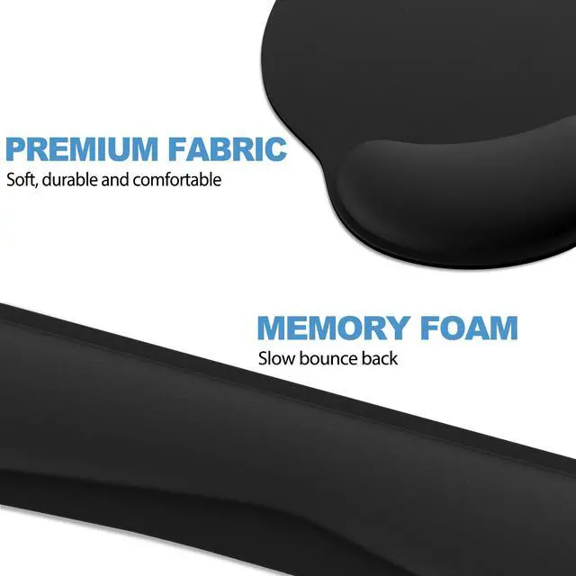 Alt view image 5 of 7 - Ergonomic Mouse Pad with Wrist Rest and Keyboard Wrist Rest, Mousepad and Wrist Rest for Computer Keyboard, Pain Relief, Non-Slip Rubber Base, Mouse Pad with Wrist Support for Gaming, Office, Black