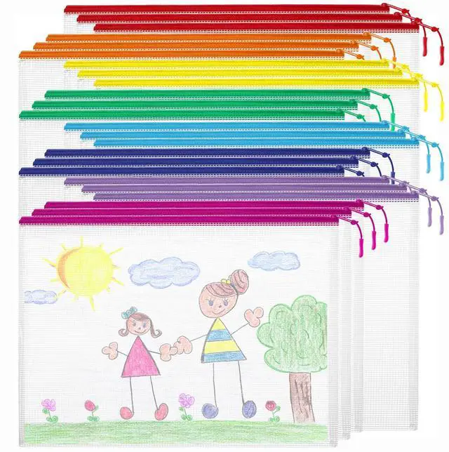Main image of 24pcs Mesh Zipper Pouch Bags Puzzle Storage Bags, A4 13x9 Inches Large Reusable Zipper Pouches for Classroom Organizing Board Game Home Organization