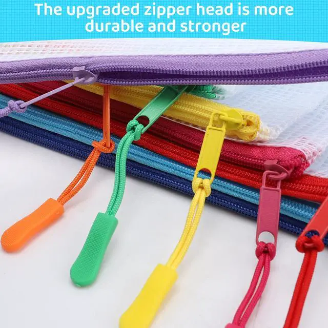 Alt view image 3 of 7 - 24pcs Mesh Zipper Pouch File Bags Puzzle Storage Bags, A4 13x9 Inches Large Reusable Zipper Pouches for Organizing Classroom Board Game Organization