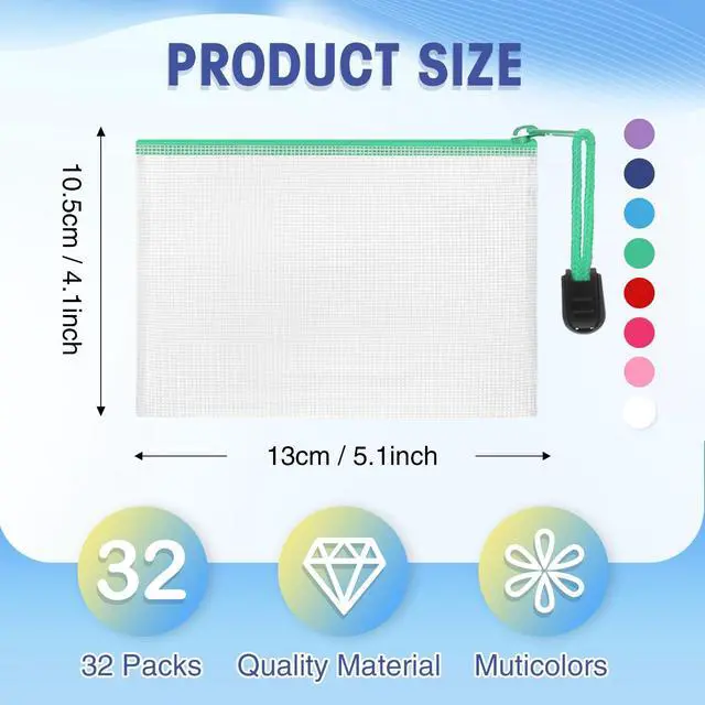 Alt view image 2 of 6 - 32 Pcs Mesh Zipper Bags Bikini Organizer,Classic Color,5.1 x 4.1 Inch