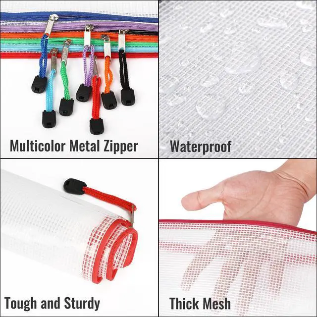 Alt view image 3 of 7 - 32pcs Mesh Zipper Pouch Bags, Mesh Bags with Zipper, Zipper Pouch for Organizing, Letter Size, A4 Size, for Office Supplies, Puzzles