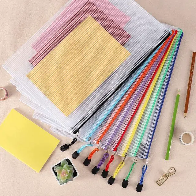 Alt view image 7 of 7 - 32pcs Mesh Zipper Pouch Bags, Mesh Bags with Zipper, Zipper Pouch for Organizing, Letter Size, A4 Size, for Office Supplies, Puzzles